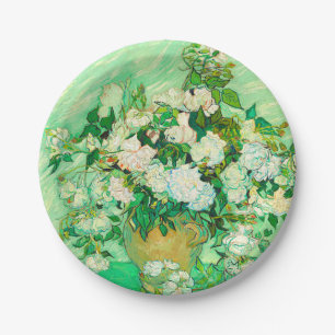 Plato De Papel Van Gogh White Roses