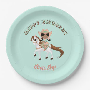 Plato De Papel Vaquera afroamericana a caballo Chicas Western