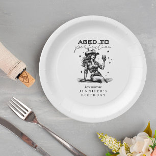 Plato De Papel Vaquera Blanca Envejecida a la Perfección Fiesta d