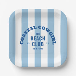 Plato De Papel Vaquera Costera El Club de Playa Denim Cabana Raya