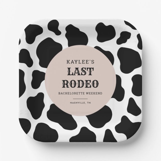 Plato De Papel Vaquera del último rodeo Cumpleaños despedida de s (Anverso)
