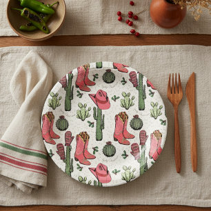 Plato De Papel Vaquera marfileña occidental bota a Navidades Howd