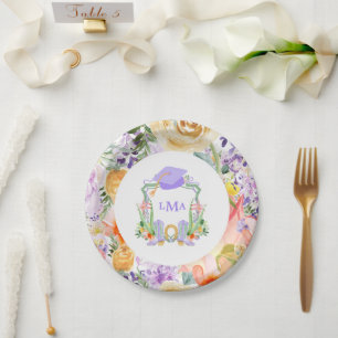 Plato De Papel Vaquera Preppy Morada