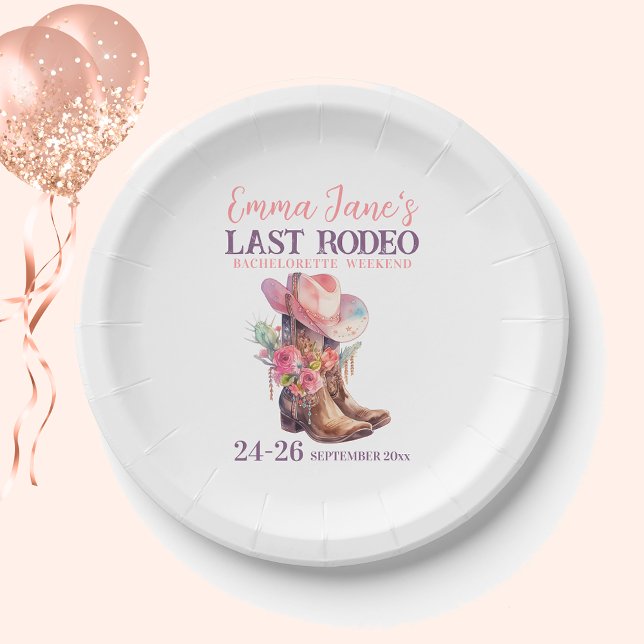 Plato De Papel Vaquera Último Rodeo Rosa Despedida de Soltera (Subido por el creador)