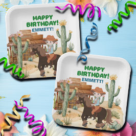 Plato De Papel Vaquero en la fiesta de cumpleaños del caballo
