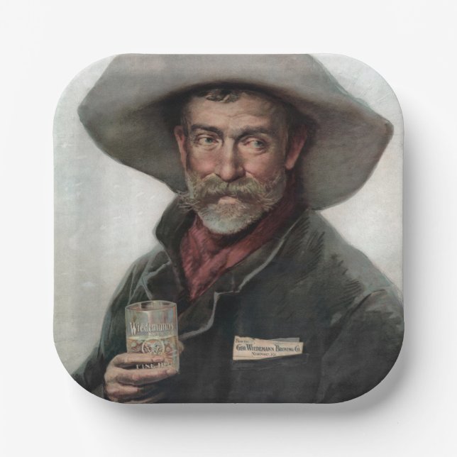 Plato De Papel Vaquero Español en Salón del Viejo Oeste (Anverso)