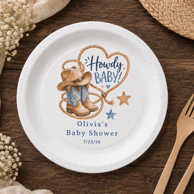 Plato de Papel Vaquero Howdy Baby (Subido por el creador)