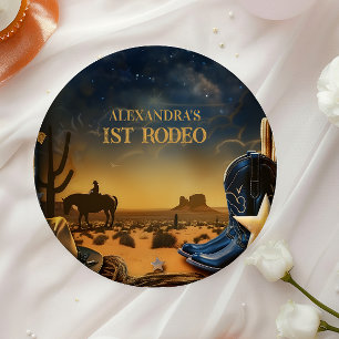 Plato De Papel Vaquero Occidental Estrellado Cumpleaños Rodeo