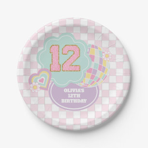 Plato De Papel Varsity perrito parche pastel 12 cumpleaños