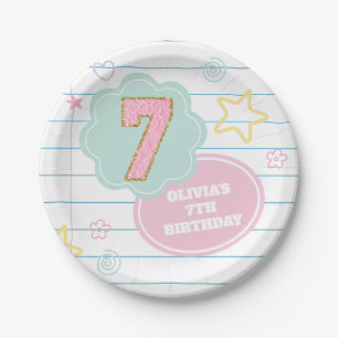 Plato De Papel Varsity preppy cuaderno de parche pastel de parche