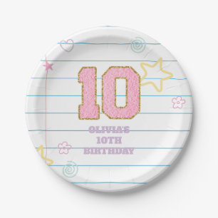 Plato De Papel Varsity preppy parche portátil pastel 10 cumpleaño