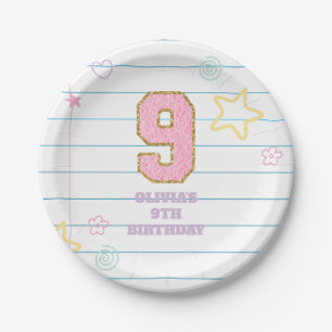 Plato De Papel Varsity preppy parche portátil pastel 9cumpleaños