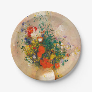 Plato De Papel Vasa vintage de flores (1906) de Odilon Redon