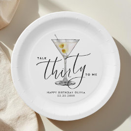 Plato De Papel Vaso de Martini Moderno “Talk Thirty to Me” 30º
