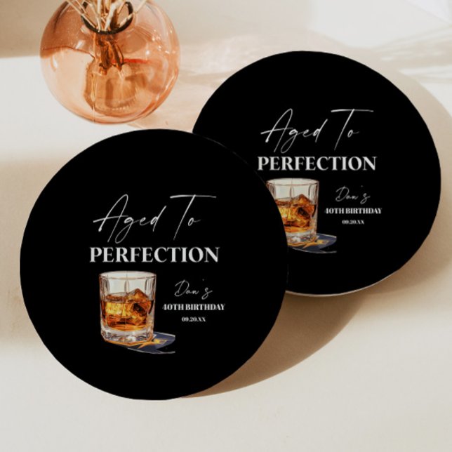 Plato De Papel Vaso de Whisky de Edad Perfecta Cumpleaños (Subido por el creador)