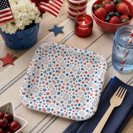 Plato De Papel Vasos para fiesta del 4 de julio