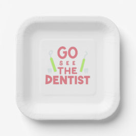 Plato De Papel "Ve a ver al dentista: ¡Sonrisas brillantes por de