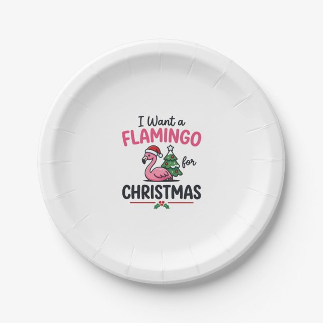 Plato De Papel Vector de cita de Navidad de flamenco (Anverso)