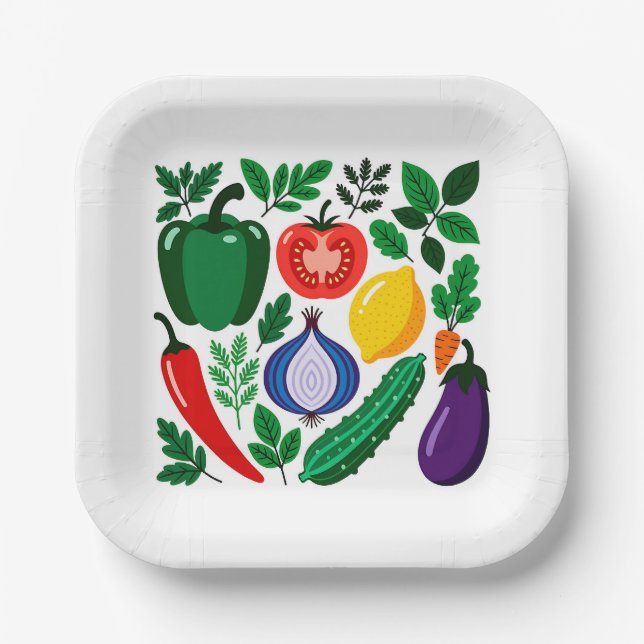 Plato De Papel Vegetable pattern (Anverso)