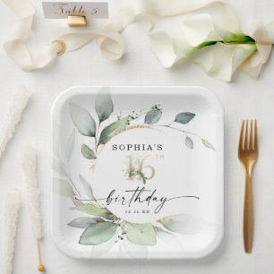 Plato De Papel Vegetación acuática Dulce cumpleaños número 16