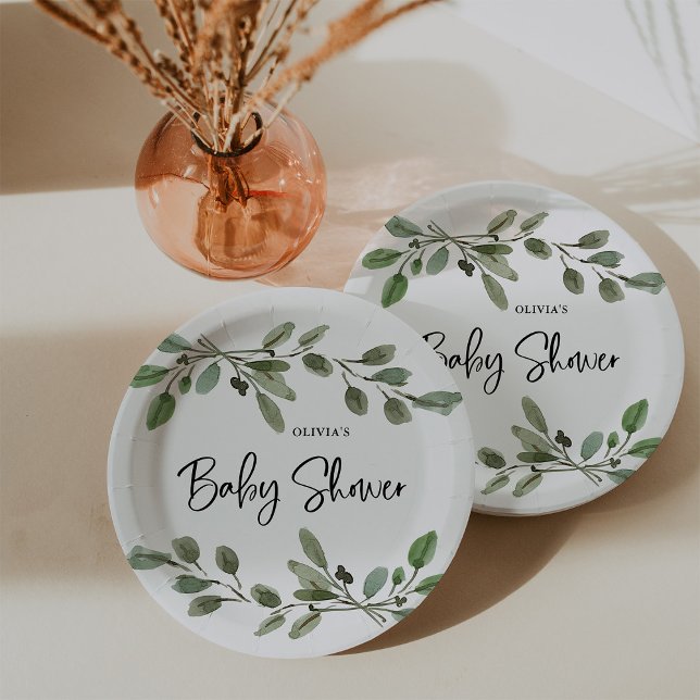 Plato De Papel Vegetación acuática simple | BABY SHOWER (Subido por el creador)