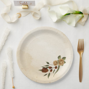 Plato De Papel vegetación floral de terracota rústica