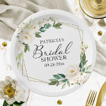 Plato De Papel Vegetación Gométrica Floral Floral Floral Bridal S<br><div class="desc">Placa de papel de papel de ducha de novia floral blanca geométrica</div>