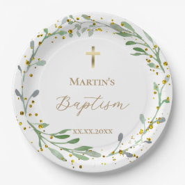 Plato De Papel vegetación mural bautismo