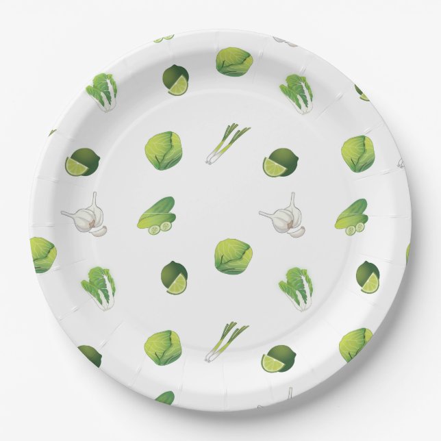 Plato De Papel Vegetariano vegano vegetales (Anverso)