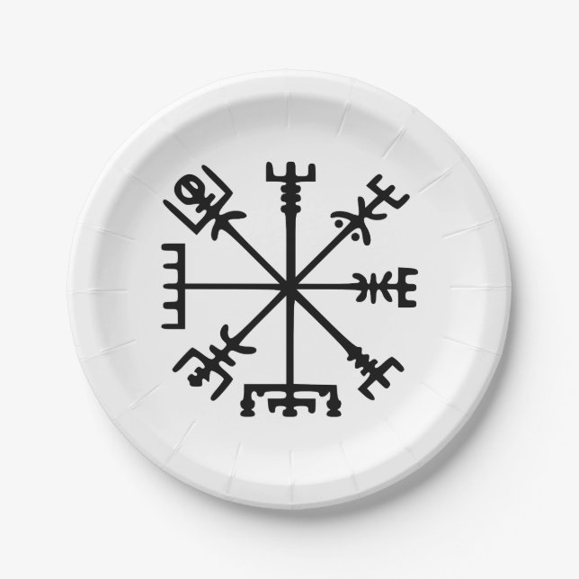 Plato De Papel Vegvísir (brújula vikina) (Anverso)