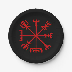 Plato De Papel Vegvísir rojo sangre (compás de Viking)