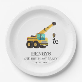 Plato De Papel Vehículos de Construcción Fiesta de Cumpleaños par