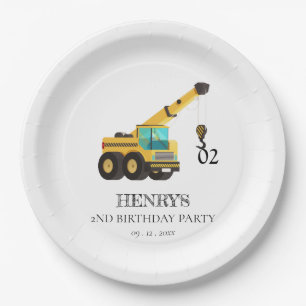 Plato De Papel Vehículos de Construcción Fiesta de Cumpleaños par