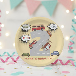 Plato De Papel Vehículos retro de pitido de hongos vehículos de s