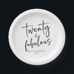 Plato De Papel Veinte y fabulosa fiesta Minimalista de cumpleaños<br><div class="desc">¡Esto es una 20 y fabulosa Placas Minimalistas de papel blanco negro 20 de cumpleaños!</div>
