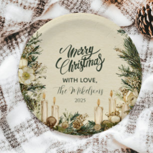 Plato De Papel Vela de piña rústica Navidad