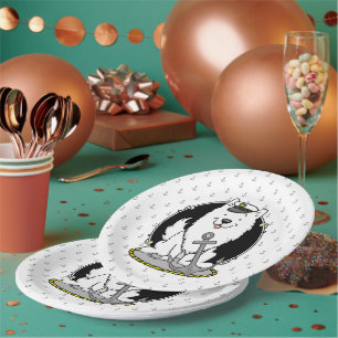 Plato De Papel Vela Nautical American Eskimo Dog Cute Eskie