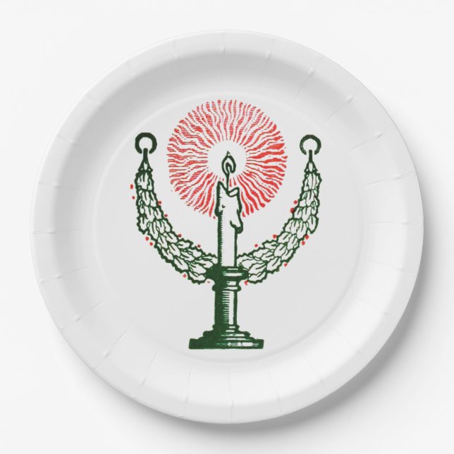 Plato De Papel Vela tradicional de Navidades (Anverso)