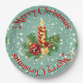 Plato De Papel Vela Y Paracaídas De Navidad De Feliz