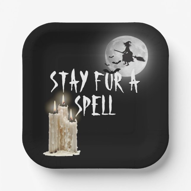 Plato De Papel Velas de goteo de Halloween (Anverso)