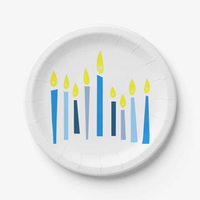 Plato De Papel Velas de Hanukkah (Anverso)