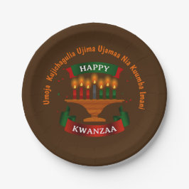 Plato De Papel Velas de Kwanzaa Red Black Green 7 Principles