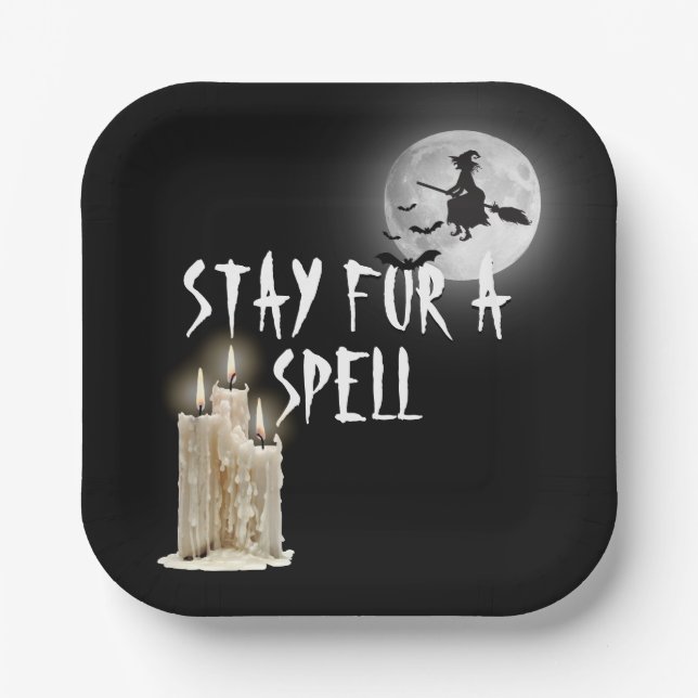 Plato De Papel Velas goteando de Halloween  (Anverso)