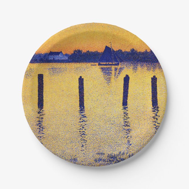 Plato De Papel Veleros sobre el río Scheldt (Bélgica) (Anverso)