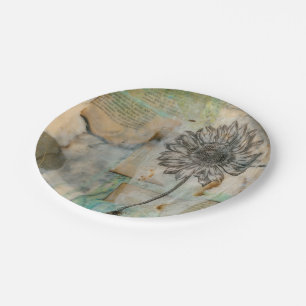 Plato De Papel Vellum Floral I