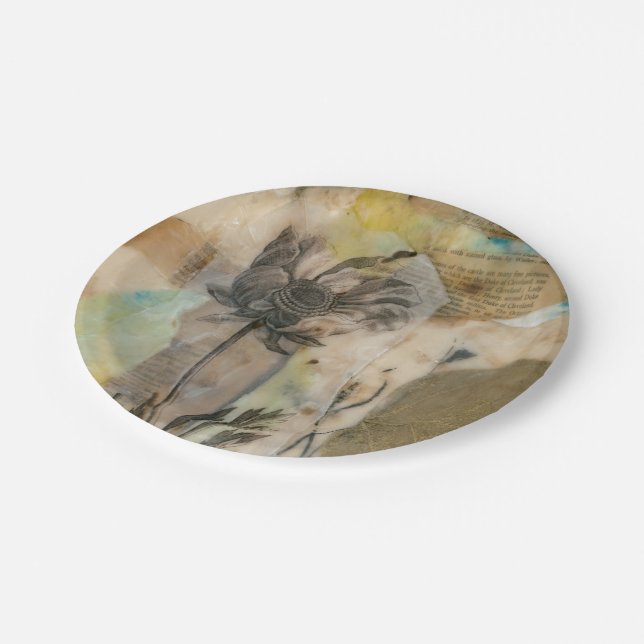 Plato De Papel Vellum Floral II (Angular)