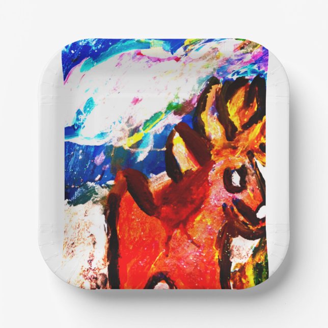 Plato De Papel Venado en invierno (Anverso)