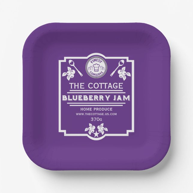 Plato De Papel Vendedor de mermelada de Blueberry (Anverso)