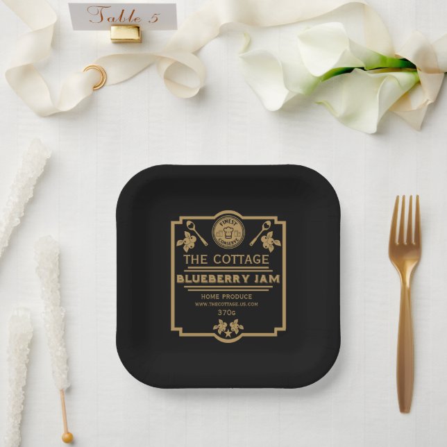 Plato De Papel Vendedor de mermelada de Blueberry (Boda)