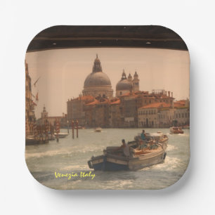 Plato De Papel Venecia Italia Gran Canal Vintage
